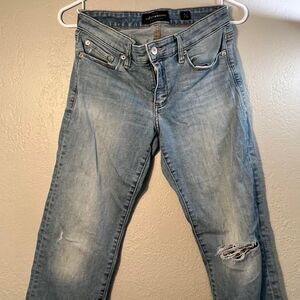 Y2K Lucky-brand Women's Blue Ripped Jeans Size 4 Distressed Ankle raw hem Capri